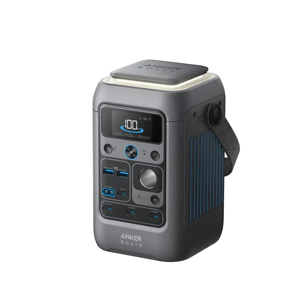 Anker SOLIX C300 DC front panel with its USB-C ports and 12V car outlet