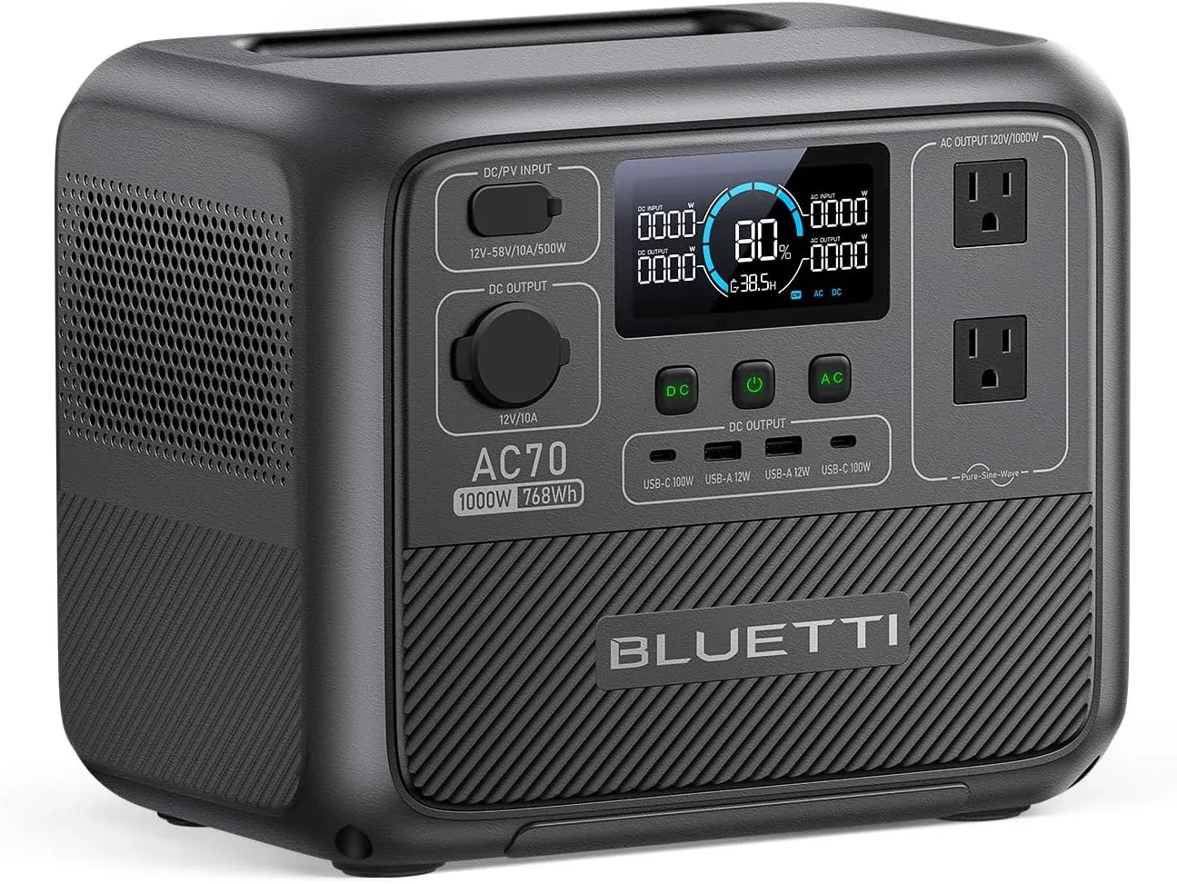 Bluetti AC70 portable power station for camping